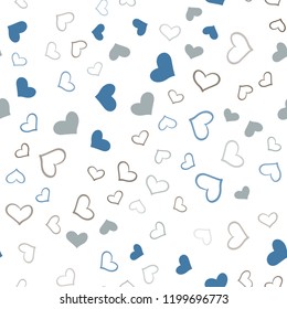 Light Blue, Yellow vector seamless template with doodle hearts. Illustration with hearts in love concept for valentine's day. Pattern for carnival, festival romantic leaflets.