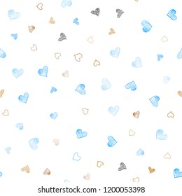 Light Blue, Yellow vector seamless layout with sweet hearts. Glitter abstract illustration with colorful hearts in romantic style. Pattern can be used for valentine's ad, booklets.