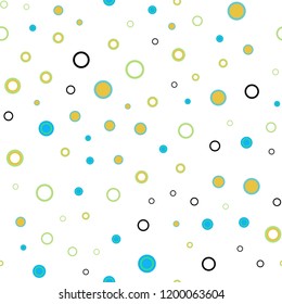 Light Blue, Yellow vector seamless texture with disks. Blurred bubbles on abstract background with colorful gradient. Pattern for trendy fabric, wallpapers.