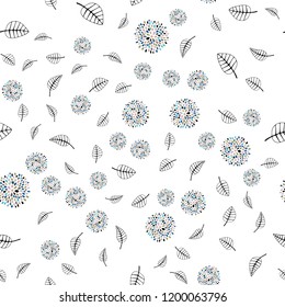 Light Blue, Yellow vector seamless natural artwork with leaves, flowers. An elegant bright illustration with leaves and flowers. Trendy design for wallpaper, fabric makers.