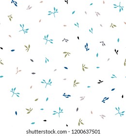 Light Blue, Yellow vector seamless doodle background with leaves. Blurred decorative design in Indian style with leaves. Trendy design for wallpaper, fabric makers.