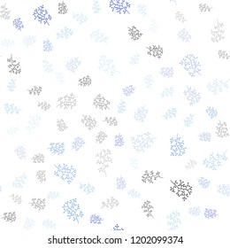 Light Blue, Yellow vector seamless abstract pattern with leaves, branches. Sketchy doodles on white background. Template for business cards, websites.