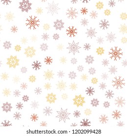 Light Blue, Yellow vector seamless cover with beautiful snowflakes. Glitter abstract illustration with crystals of ice. Pattern for design of fabric, wallpapers.