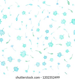 Light Blue, Yellow vector seamless sketch background. leaves on elegant natural pattern with gradient. New template for your business design.