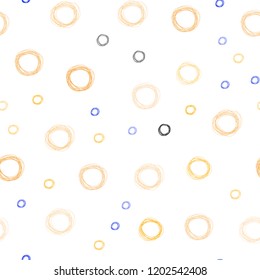Light Blue, Yellow vector seamless texture with disks. Blurred bubbles on abstract background with colorful gradient. Pattern can be used for ads, leaflets.