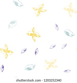 Light Blue, Yellow vector seamless doodle background with leaves. Decorative illustration with doodles on abstract template. Design for textile, fabric, wallpapers.
