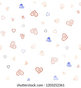 Light Blue, Yellow vector seamless pattern with colorful hearts. Beautiful colored illustration with hearts in celebration style. Pattern for marriage gifts, congratulations.