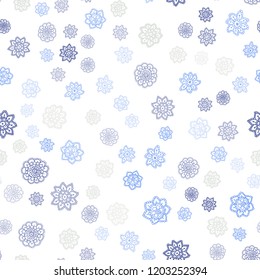Light Blue, Yellow vector seamless template with ice snowflakes. Snow on blurred abstract background with gradient. Trendy design for wallpaper, fabric makers.