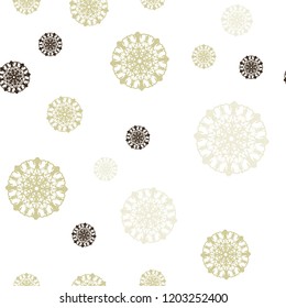 Light Blue, Yellow vector seamless layout with bright snowflakes. Shining colored illustration with snow in christmas style. Trendy design for wallpaper, fabric makers.