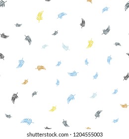 Light Blue, Yellow vector seamless doodle layout with leaves. leaves on elegant natural pattern with gradient. Pattern for trendy fabric, wallpapers.