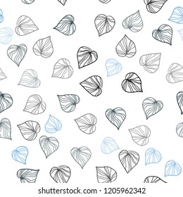 Light Blue, Yellow vector seamless doodle backdrop with leaves. leaves on blurred abstract background with gradient. Trendy design for wallpaper, fabric makers.