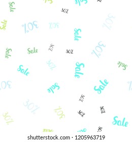 Light Blue, Yellow vector seamless cover with symbols of 30 % sales. Gradient illustration with discount signs on white backdrop. Template for season sales, shopping ads.