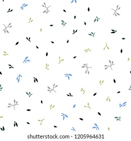 Light Blue, Yellow vector seamless elegant template with leaves. Sketchy doodles with leaves on blurred background. Design for textile, fabric, wallpapers.