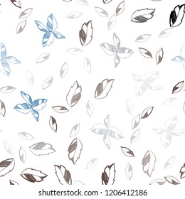 Light Blue, Yellow vector seamless natural backdrop with leaves. leaves on blurred abstract background with gradient. Pattern for design of fabric, wallpapers.