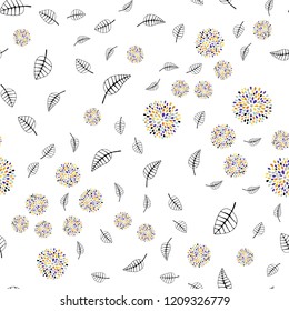 Light Blue, Yellow vector seamless elegant template with leaves, flowers. Shining colorful illustration with leaves, flowers. Pattern for design of fabric, wallpapers.