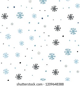 Light Blue, Yellow vector seamless background with xmas snowflakes. Shining colorful illustration with snow on abstract template. Pattern for trendy fabric, wallpapers.