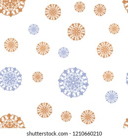 Light Blue, Yellow vector seamless texture with colored snowflakes. Shining colored illustration with snow in christmas style. Pattern for trendy fabric, wallpapers.