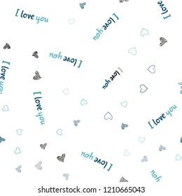 Light Blue, Yellow vector seamless texture with lovely hearts. Beautiful colored illustration with hearts in celebration style. Pattern for marriage gifts, congratulations.