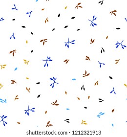 Light Blue, Yellow vector seamless abstract pattern with leaves. New colorful illustration in doodle style with leaves. Template for business cards, websites.