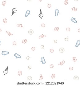 Light Blue, Yellow vector seamless pattern with fresh ingredients. Illustration with set of fresh food in doodle style. Pattern for menu of cafes, bars, restaurants.