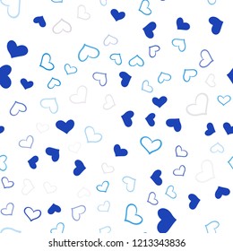 Light Blue, Yellow vector seamless texture with lovely hearts. Glitter abstract illustration with colorful hearts in romantic style. Beautiful design for your business advert of anniversary.
