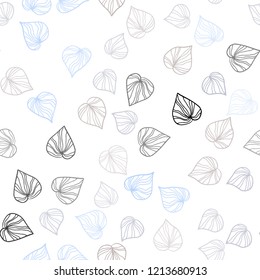 Light Blue, Yellow vector seamless natural artwork with leaves. Brand new colored illustration in blurry style with leaves. Design for textile, fabric, wallpapers.