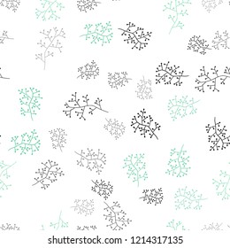 Light Blue, Yellow vector seamless abstract background with branches. Doodle illustration of leaves and branches in Origami style. Pattern for design of fabric, wallpapers.