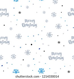 Light Blue, Yellow vector seamless pattern with christmas snowflakes. Colorful decorative design in xmas style with snow. Design for textile, fabric, wallpapers.