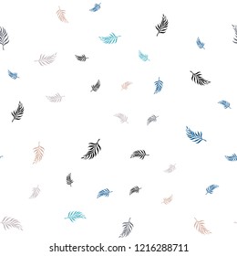 Light Blue, Yellow vector seamless doodle background with leaves. Decorative illustration with doodles on abstract template. Template for business cards, websites.