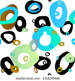 Light Blue, Yellow vector seamless template with spots. Modern abstract illustration with colorful water drops. Trendy design for wallpaper, fabric makers.