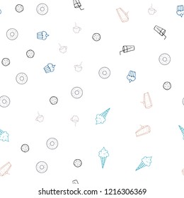 Light Blue, Yellow vector seamless pattern with fresh ingredients. Beautiful colored illustration with food in doodle style. Design for ad, poster, banner of cafes or restaurants.