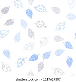 Light Blue, Yellow vector seamless natural backdrop with leaves. Decorative illustration with doodles on abstract template. Pattern for trendy fabric, wallpapers.