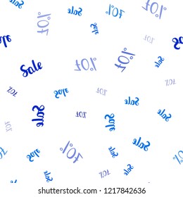 Light Blue, Yellow vector seamless pattern with 70 percentage signs. Illustration with signs of sales on abstract template. Backdrop for mega promotions, discounts.
