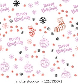 Light Blue, Yellow vector seamless template with ice snowflakes, balls, socks, mittens. Colorful xmas elements with gradient. Design for textile, fabric, wallpapers.