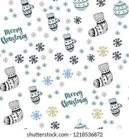Light Blue, Yellow vector seamless background with xmas snowflakes, balls, socks, mittens. Colorful decorative design in xmas style. Pattern for trendy fabric, wallpapers. Light Blue, Yellow vector seamless background with xmas snowflakes, balls, socks, mittens. Colorful decorative design in xmas style. Pattern for trendy fabric, wallpapers.