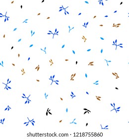 Light Blue, Yellow vector seamless doodle background with leaves. Brand new colored illustration in blurry style with leaves. Pattern for design of window blinds, curtains.
