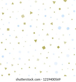 Light Blue, Yellow vector seamless background with triangles, circles, cubes. Circles, lines, rhombus with colorful gradient. Template for business cards, websites.