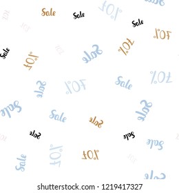 Light Blue, Yellow vector seamless template with 70% selling. Shining colorful illustration with isolated selling prices. Pattern for ads, posters, banners of sales.