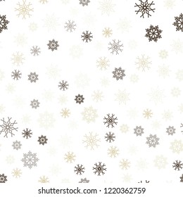 Light Blue, Yellow vector seamless cover with beautiful snowflakes. Glitter abstract illustration with crystals of ice. Design for textile, fabric, wallpapers.