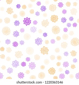 Light Blue, Yellow vector seamless cover with beautiful snowflakes. Snow on blurred abstract background with gradient. Pattern for design of window blinds, curtains.