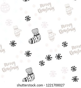 Light Blue, Yellow vector seamless layout with bright snowflakes, balls, socks, mittens. Colorful xmas elements with gradient. Texture for window blinds, curtains.