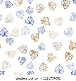 Light Blue, Yellow vector seamless doodle layout with leaves. Shining colored illustration with leaves in doodle style. Pattern for trendy fabric, wallpapers.