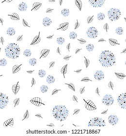 Light Blue, Yellow vector seamless natural artwork with leaves, flowers. Colorful illustration in doodle style with leaves, flowers. Pattern for design of window blinds, curtains.