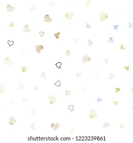 Light Blue, Yellow vector seamless background with hearts. Illustration with hearts in love concept for valentine's day. Pattern for carnival, festival romantic leaflets.