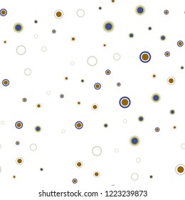 Light Blue, Yellow vector seamless pattern with spheres. Blurred bubbles on abstract background with colorful gradient. Design for textile, fabric, wallpapers.