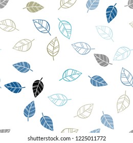 Light Blue, Yellow vector seamless doodle background with leaves. Doodle illustration of leaves in Origami style with gradient. Design for textile, fabric, wallpapers.