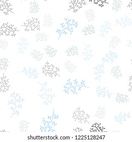 Light Blue, Yellow vector seamless natural background with branches. Leaves and branches with gradient on white background. Pattern for trendy fabric, wallpapers.