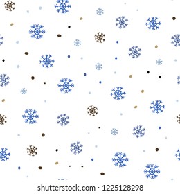 Light Blue, Yellow vector seamless layout with bright snowflakes. Shining colorful illustration with snow in christmas style. Trendy design for wallpaper, fabric makers.