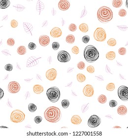Light Blue, Yellow vector seamless abstract pattern with leaves and flowers. Leaves, flowers in natural style on white background. Pattern for trendy fabric, wallpapers.