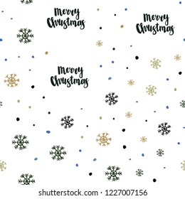 Light Blue, Yellow vector seamless cover with beautiful snowflakes. Glitter abstract illustration with crystals of ice. Pattern for design of fabric, wallpapers.